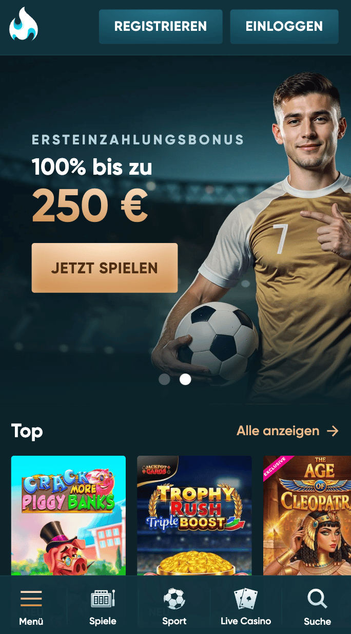 Startseite im Rabidi Casino Legendplay