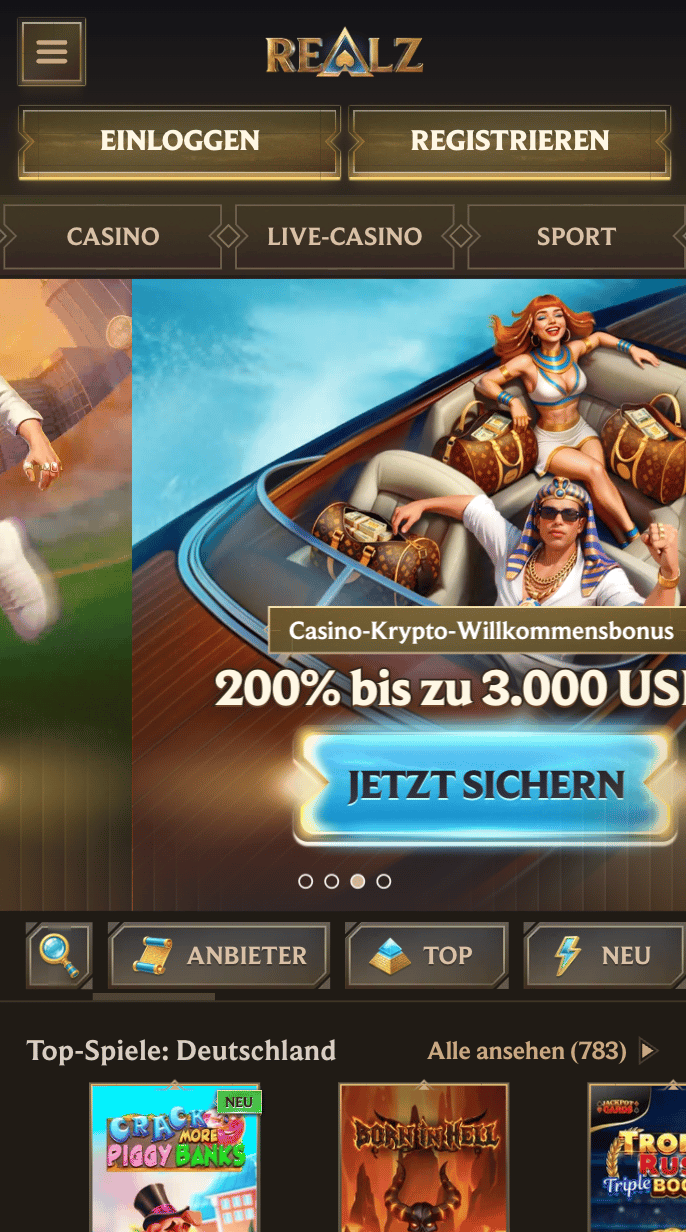 Startseite im Rabidi Casino Realz