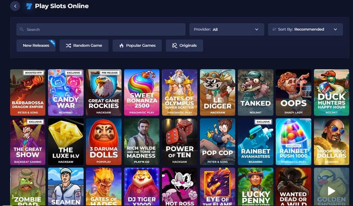 Spiellobby im Rainbet Casino zeigt Spiele wie Sweet Bonanza 2500