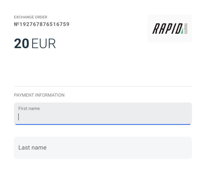 Datenangabe bei der Einzahlung im Rapid Transfer Casino