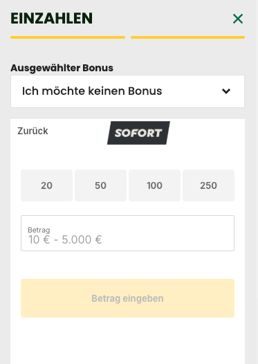 Einzahlung im Sofort Casino 7ABet