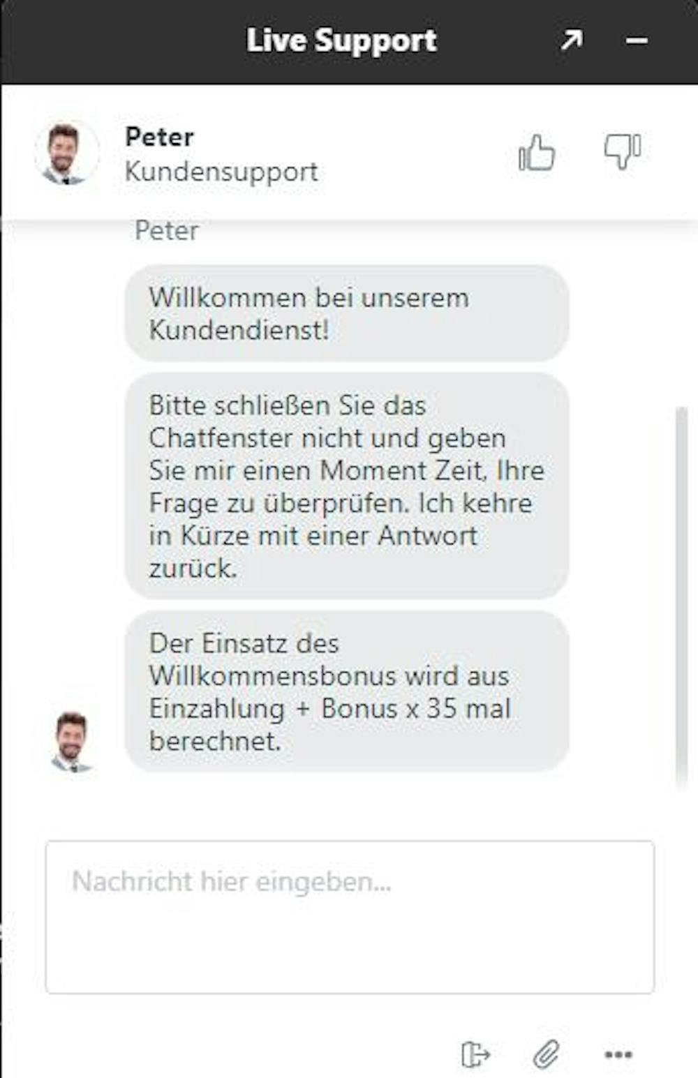 Der Live-Chat im Revolution Casino