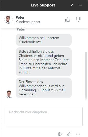 Der Live-Chat im Revolution Casino