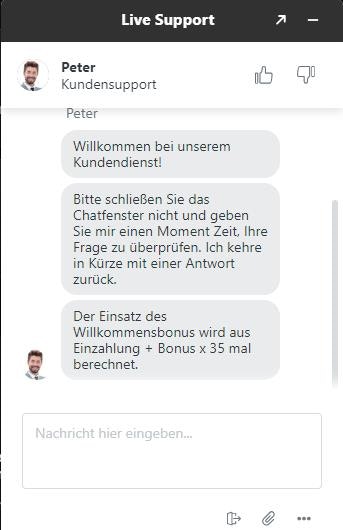 Der Live-Chat im Revolution Casino