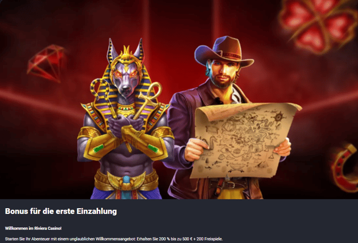 200 % Casino Bonus Screenshot vom Riviera  Casino.