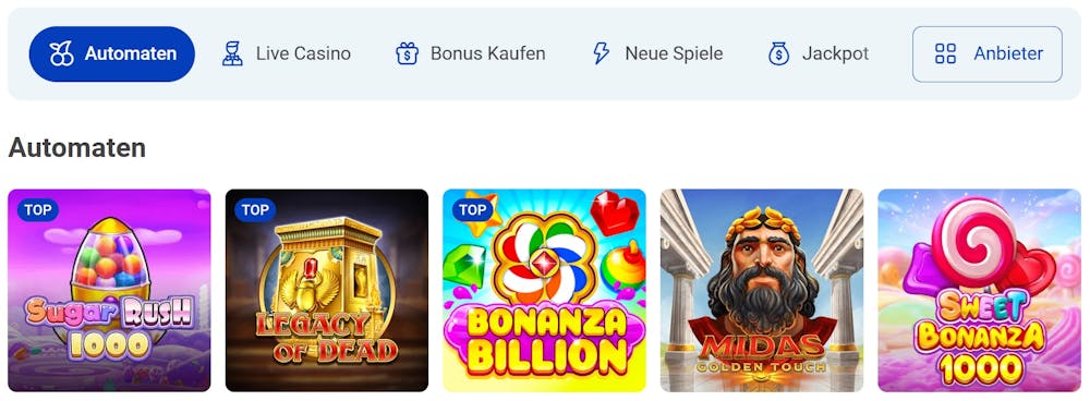 Die Spieleansicht von Rocket Spin Casino