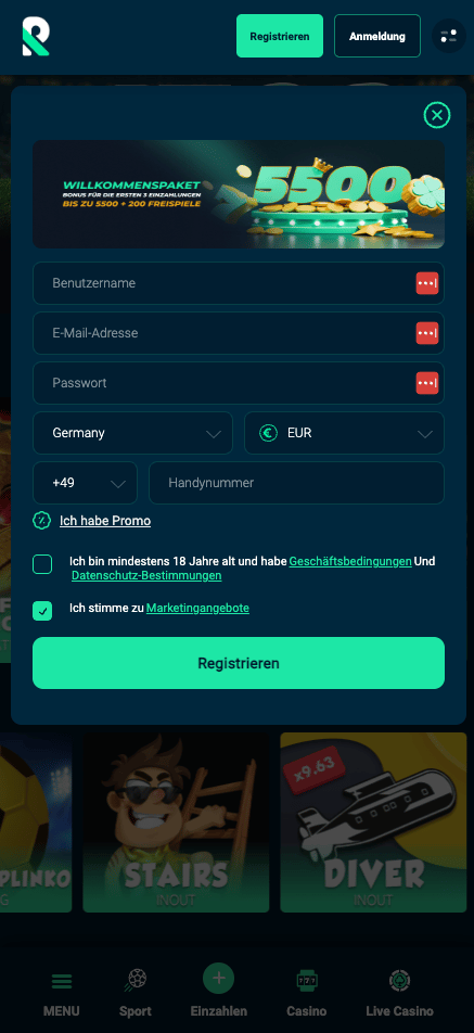 Rolletto Casino Registrierung