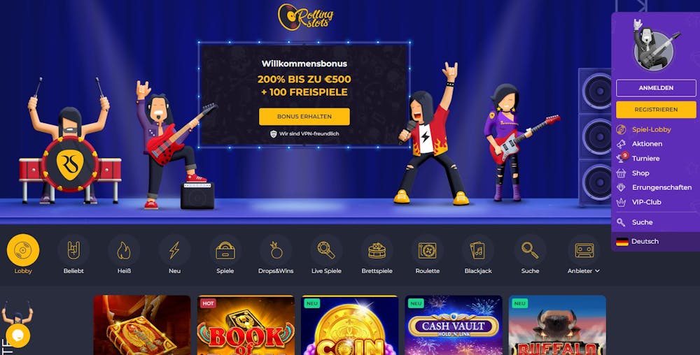 Rolling Slots Casino Hauptseite