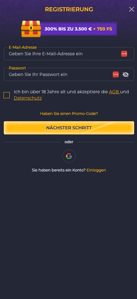 Rolling Slots Casino Registrierung