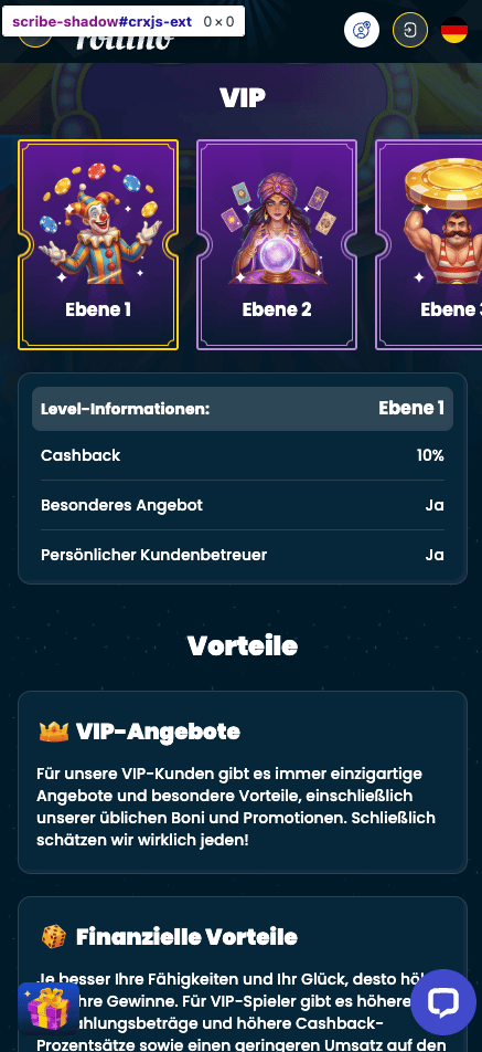 Rollino Casino VIP-Programm