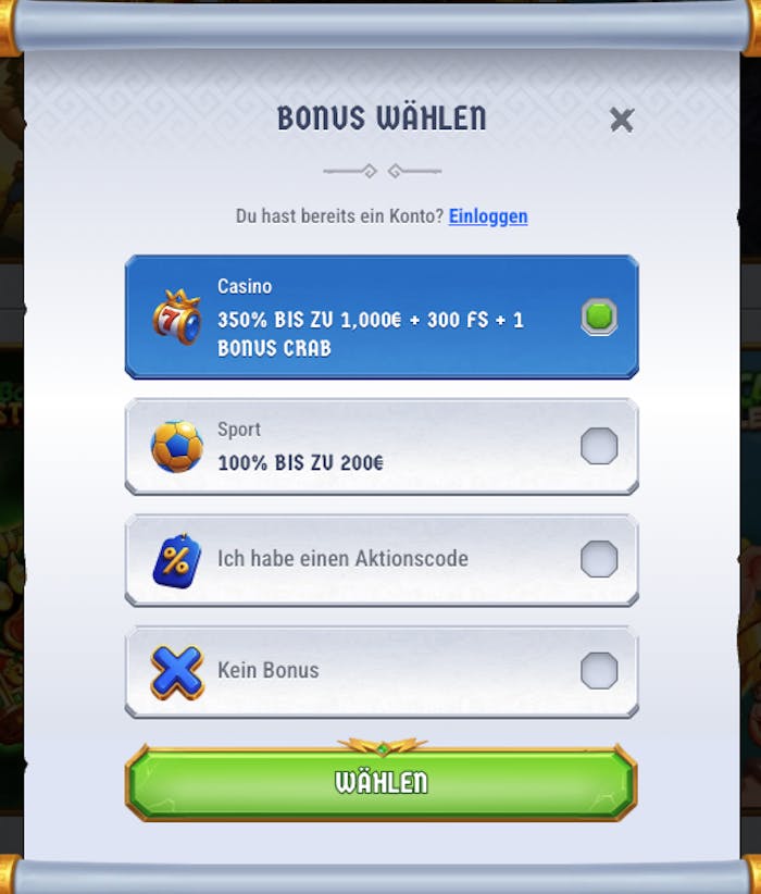 Anmeldeformular im Romibet Casino