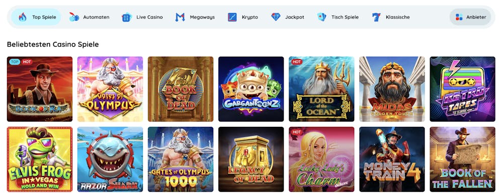 Rooli Casino Spielauswahl