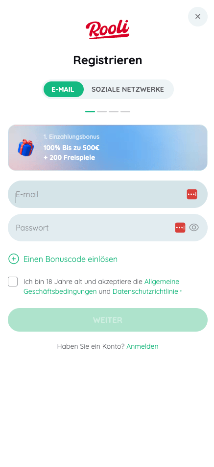 Rooli Casino Registrierung