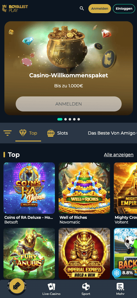 RoyalistPlay Casino Homepage
