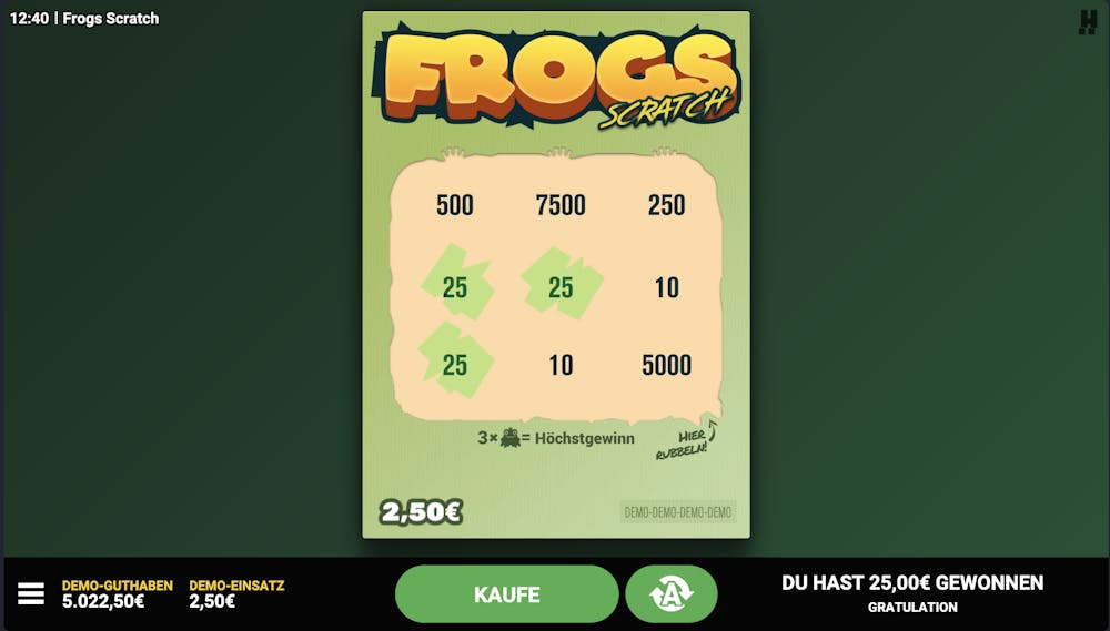 Rubbellos online Frogs