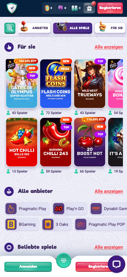 Spiellobby im Safecasino zeigt Spiele wie Wild West Trueways neben anderen Spielkategorien