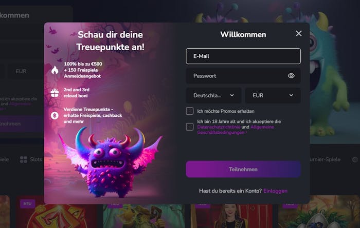 Scream Casino Kontoeröffnung