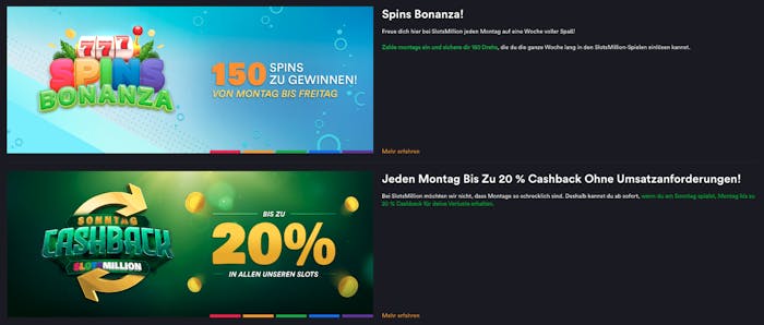 Slotsmillion Casino Aktionen & Bonusangebote