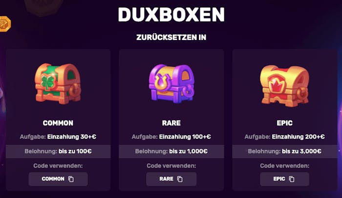 Duxcasino Duxboxen Angebot