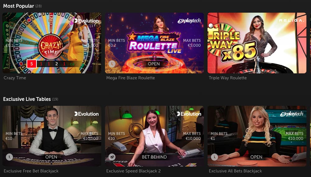 BetSafe Casino Live Casino