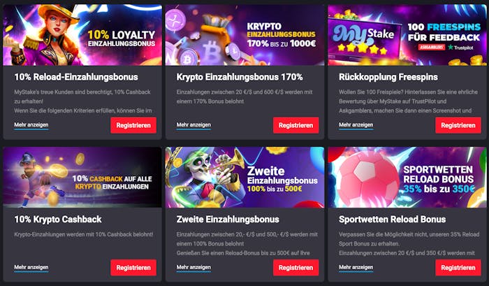 MyStake Casino Promotionen