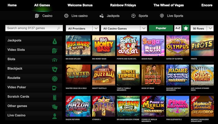 Mr. Vegas Casino Spielauswahl