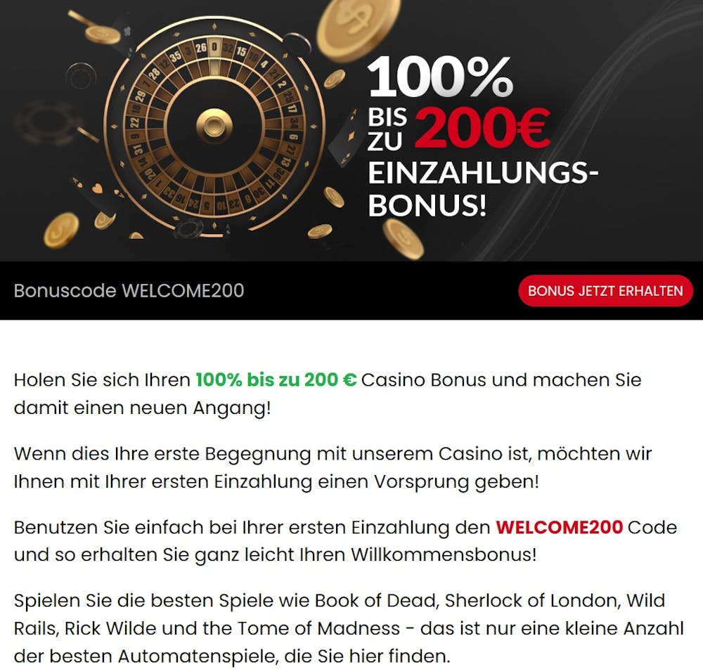 Selectbet Casino Willkommensbonusangebot von 100 Prozent bis zu 200 Euro