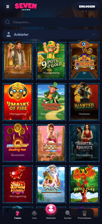 Seven Casino Spielauswahl