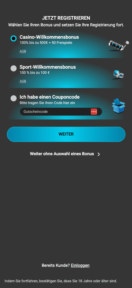 Anmeldeformular im Silverplay Casino