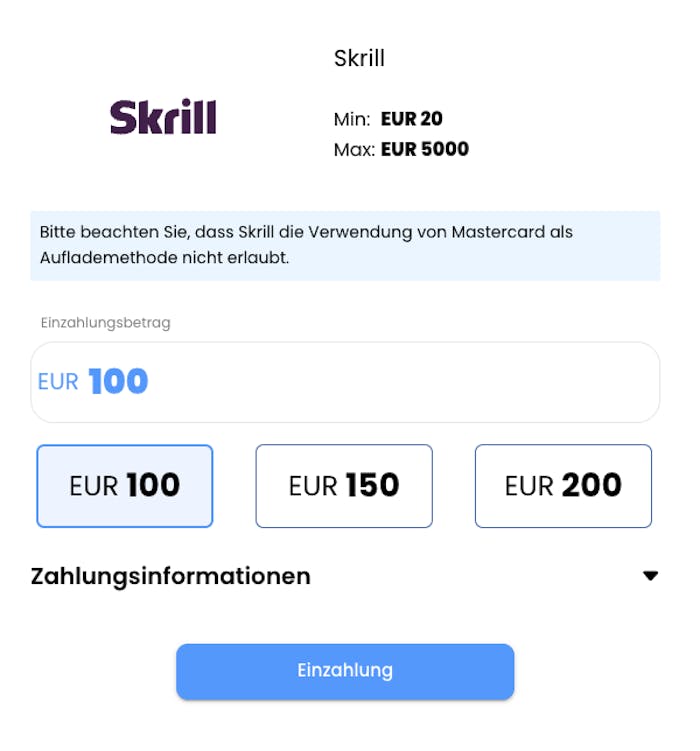 Einzahlung im Skrill Casino