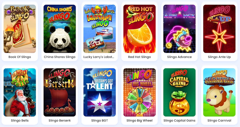 Beispielhafte Casino Spiellobby mit Slingo Spielen