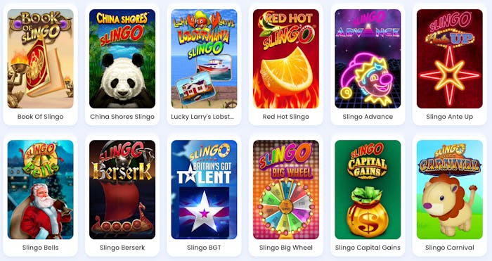 Beispielhafte Casino Spiellobby mit Slingo Spielen