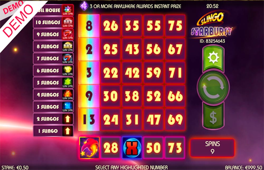 Demoversion von Slingo Starburst