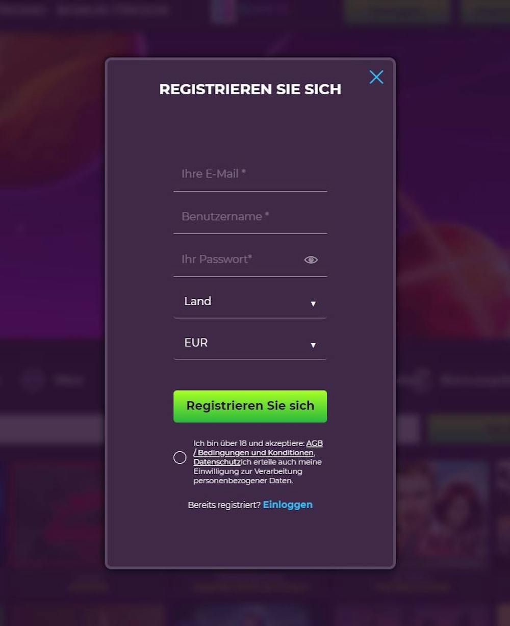 Slootz.io Casino Registrierung