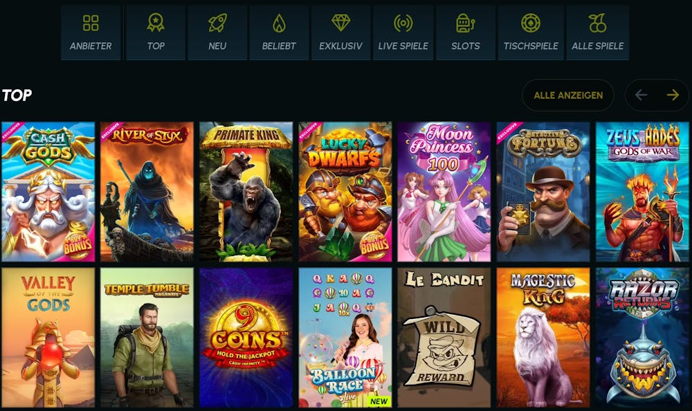 Slotexo Casino Spielauswahl