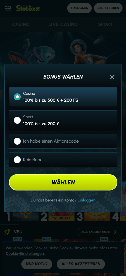 Slotexo Casino Registrierung