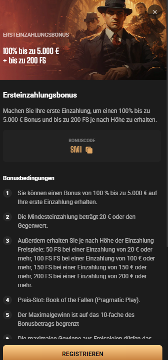 100 Prozent Bonus bis zu 5.000 € im Slot Mafia Casino