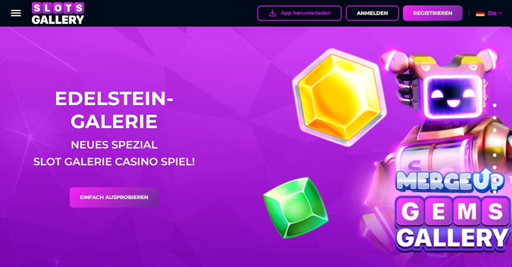 Die Homepage von Slots Gallery Casino 