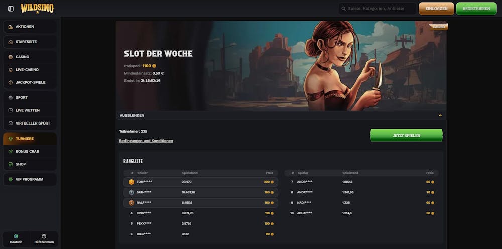 Beispiel für ein Slot Turnier