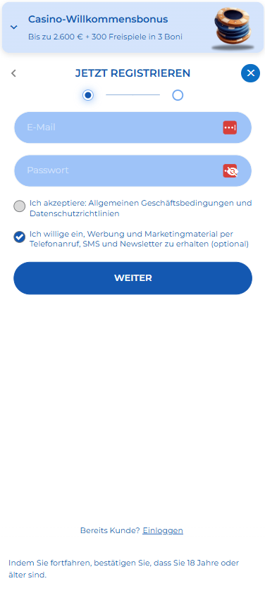 Felicebet Casino Anmeldeformular