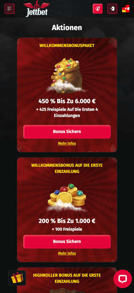 Aktionen im Jettber Casino