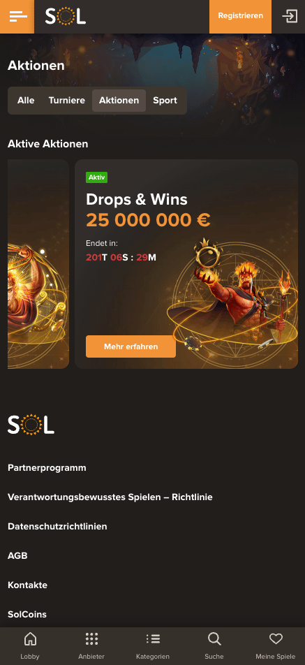 Sol Casino Bonusangebote und Aktionen