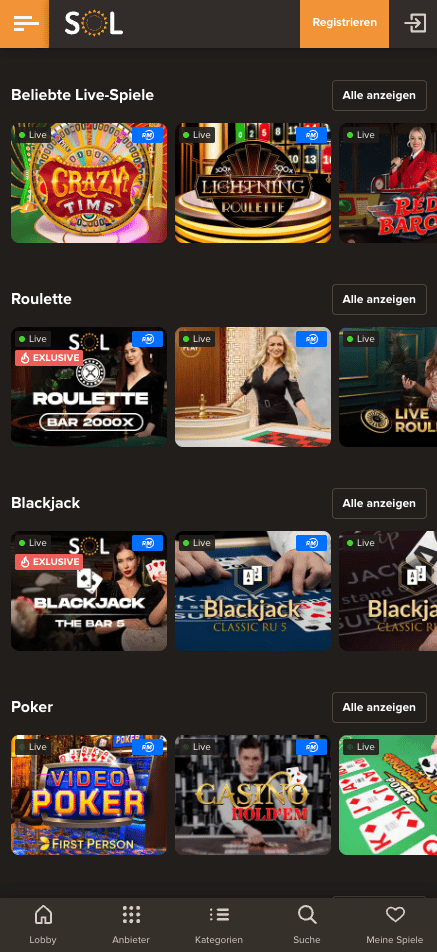 Sol Casino Online Spiele