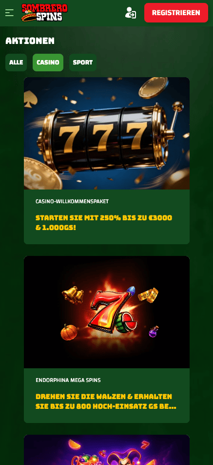 Sombrero Spins Casino Willkommensbonus