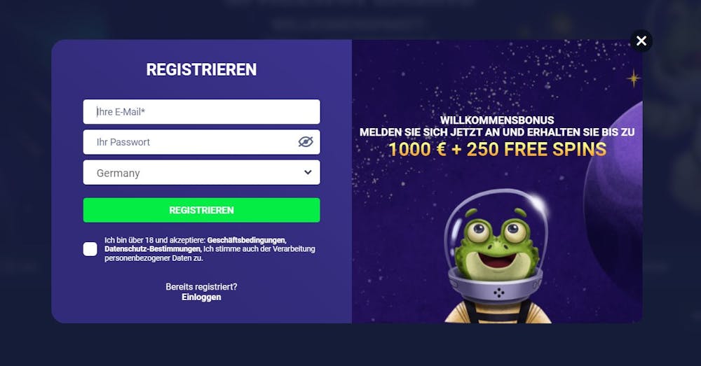 SpaceWin Casino Registrierung