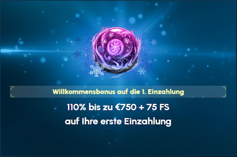 Der Willkommensbonus von SpellWin Casino, 110 % bis zu 750 € + 75 Freispiele