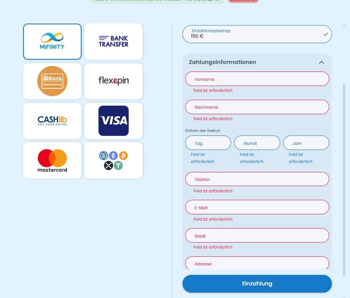 Einzahlungsmethoden im Spiderbets Casino