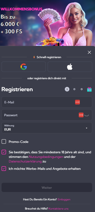Spinalto Screenshot mit der Anmeldeseite.