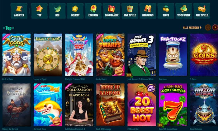 Spinanga Casino Spielauswahl