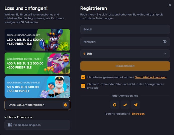 Spinarium Casino Registrierung